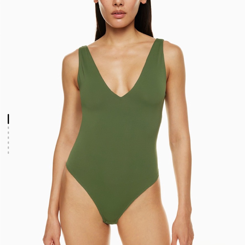 Babaton contour Olive Green V-Neck One-Piece bodysuit - Picture 1 of 1